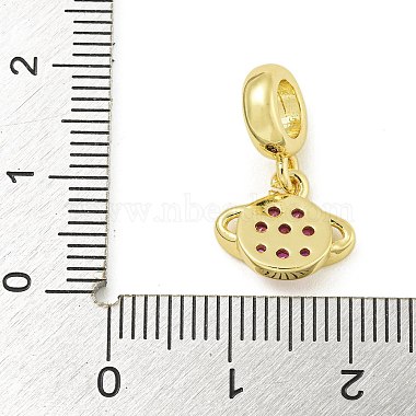 Breloques pendantes européennes en laiton plaqué or rose avec zircone cubique et pendentif planète(KK-Z067-37G)-3