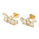 Butterfly Rack Plating Brass Micro Pave Clear Cubic Zirconia Stud Earrings for Women(EJEW-A045-08G)-1