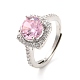 Pink Cubic Zirconia Rectangle Adjustable Ring(RJEW-E064-01P-01)-1
