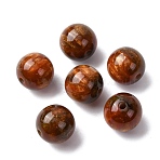 Opaque Resin Beads, Round, with Glitter Powder, Brown, 10mm, Hole: 1.6~1.8mm(RESI-B039-18C)