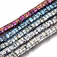 Electroplated Natural Lava Rock Beads Strands, Flat Round/Disc, Heishi Beads, Bumpy, Mixed Color, 4x2mm, Hole: 1mm, about 177~181pcs/strand, 15.75 inch~16.26 inch(40cm~41.3cm)(G-T114-74)