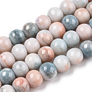 Opaque Crackle Glass Round Beads Strands, Imitation Stones, Round, Teal, 8~9mm, Hole: 1.5mm, about 104~106pcs/strand, 30.31~31.10 inch(77~79cm)(X1-GLAA-T031-01C)