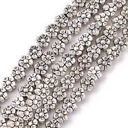 Tibetan Style Flower Alloy Bead Strands, Lead Free & Cadmium Free & Nickel Free, Antique Silver, 5.2mm, Hole: 1.5mm, about 42pcs/strand, 8 inch(X-TIBEB-O007-01-NR)