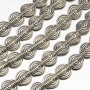 Tibetan Style Flat Round/Vortex Alloy Bead Strands, Lead Free & Cadmium Free & Nickel Free, Antique Silver, 11.5x4mm, Hole: 1.5mm, about 19pcs/strand, 8 inch(X-TIBEB-O007-10-NR)