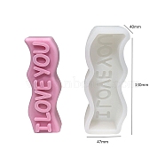 Word I Love You Valentine's Day Wave Pillar Scented Candle Silicone Molds, Candle Making Molds, Aromatherapy Candle Molds, White, 4.7x4x13cm(PW-WG75285-01)