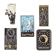 5Pcs 5 Style The Moon Tarot Card Enamel Pin, Gunmetal Brass Brooch for Backpack Clothes, Mixed Color, 30~35.5x14~22x2mm, pin: 1.2~1.3mm, 1Pc/style(JEWB-SZ0001-82)