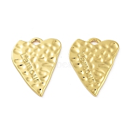 304 Stainless Steel Pendants, Textured, Heart with Word Lamour Charm, Real 18K Gold Plated, 27.5x22x1.5mm, Hole: 3x2mm(STAS-F304-06G-01)