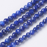Natural Lapis Lazuli Beads Strands, Faceted, Round, 3mm, Hole: 1mm, about 106pcs/strand, 12.6 inch(32cm)(G-D165-A-3mm)