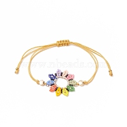 Glass Seed Sunflower Braided Bead Bracelet, Nylon Adjustable Bracelet for Women, Colorful, Inner Diameter: 5/8~3-1/8 inch(1.5~8cm)(BJEW-MZ00023)