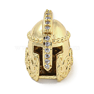 Brass Micro Pave Clear Cubic Zirconia Beads, Helmet, Real 18K Gold Plated, 11.5x10x11mm, Hole: 1.6mm(ZIRC-P119-03G-01)