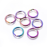 Ion Plating(IP) 304 Stainless Steel Split Key Rings, Keychain Clasp Findings, Rainbow Color, 16mm(STAS-G201-10B-M)