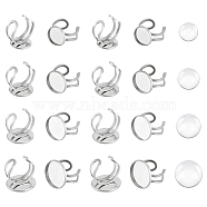 DIY Blank Dome Open Ring Making Kit, Including 304 Stainless Steel Cuff Ring Settings, Glass Cabochons, Stainless Steel Color, 40Pcs/box(DIY-UN0005-17)