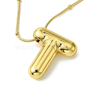 Initial Letter 304 Stainless Steel Pendant Necklaces, Real 18K Gold Plated, Letter T, 15.91 inch(40.4cm), pendant: 21x19mm(NJEW-R265-05G-T)