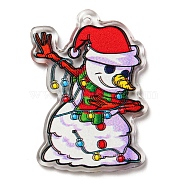 Christmas Theme Acrylic Pendants, Snowman, 38x27x2.5mm, Hole: 1.8mm(MACR-C024-05B)