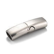 316 Surgical Stainless Steel Magnetic Clasps with Glue-in Ends, Frosted, Rectangle, Stainless Steel Color, 28x8.5x6mm, Hole: 4x6.5mm(STAS-F269-05MP)