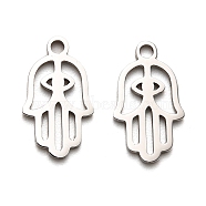 316 Surgical Stainless Steel Pendants, Laser Cut, Hamsa Hand/Hand of Miriam Charm, Stainless Steel Color, Star of David, 15.5x9x1mm, Hole: 1.6mm(STAS-H190-05P-01)