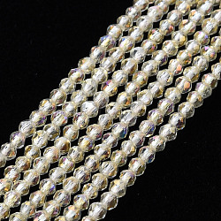 Electroplated Glass Beads Strands, AB Color Plated, Faceted, Rondelle, Light Yellow, 2mm, Hole: 0.5mm, about 192~194pcs/strand, 12.99~13.39 inches(33~34cm)(EGLA-S174-23C-01)