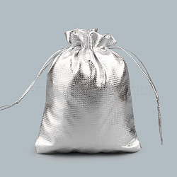 Rectangle Organza Drawstring Jewelry Gift Bags, Jewelry Pouches, Silver, 7x5cm(PAAG-PW0005-02A)