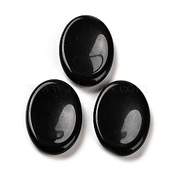 Natural Obsidian Oval Worry Stone, Anxiety Healing Crystal Thumb Stone, 34~35x24~25x6~7mm(G-R487-01H)