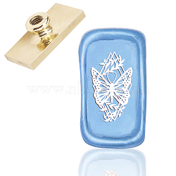 Wax Seal Brass Stamp Head, for Wax Seal Stamp, Rectangle, Butterfly Pattern, 4.5x2.3x1.45cm(AJEW-WH0215-019)