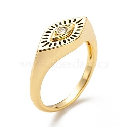 Clear Cubic Zirconia Horse Eye Finger Ring, Brass Jewelry for Women, Golden, US Size 6(16.5mm)(RJEW-E058-01G-09)