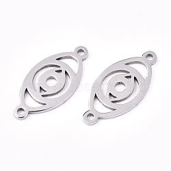201 Stainless Steel Links Connectors, Laser Cut, Eye, Stainless Steel Color, 9.5x20x1mm, Hole: 1.2mm(STAS-S080-035P)