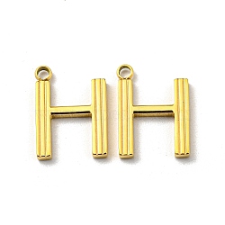 304 Stainless Steel Pendants, Letter Charms, Letter H, 14x10x1.5mm, Hole: 1.4mm(STAS-L022-022G-H)