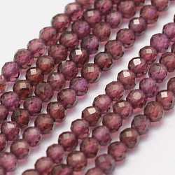 Natural Garnet Beads Strands, Faceted, Round, 2mm, Hole: 0.5mm, about 178pcs/strand, 15.3 inch(39cm)(X-G-K182-2mm-10)
