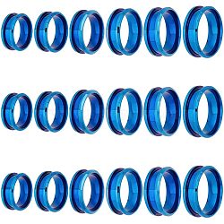 18pcs 6 Size 201 Stainless Steel Grooved Finger Ring Settings, Ring Core Blank, for Inlay Ring Jewelry Making, Blue, Inner Diameter: 16~20.7mm, 3Pc/size(DIY-UN0003-59)