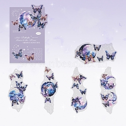 Scrapbook PET Paper Pad Sets, for DIY Album Scrapbook, Greeting Card, Background Paper, Butterfly Moon Theme, Violet, 110~125x53~65x0.1mm(DIY-Q050-04B)