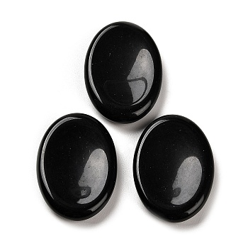 Natural Obsidian Oval Worry Stone, Anxiety Healing Crystal Thumb Stone, 34~35x24~25x6~7mm