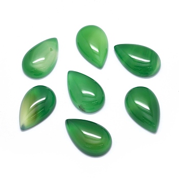 Natural Green Onyx Agate Cabochons, teardrop, 25x15.5x7mm