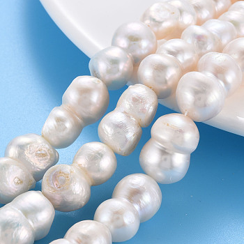 Natural Keshi Pearl Beads Strands, Cultured Freshwater Pearl, 8 Shape, Seashell Color, 17~21x10~14x10~13mm, Hole: 0.6mm, about 19~20pcs/strand, 15.35 inch(39cm)