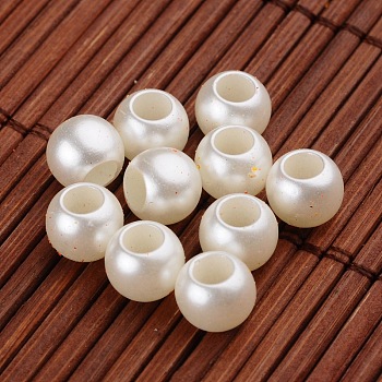 Imitation Pearl Acrylic European Beads, Large Hole Rondelle Beads, Old Lace, 8x6mm, Hole: 4mm, about 2620pcs/500g
