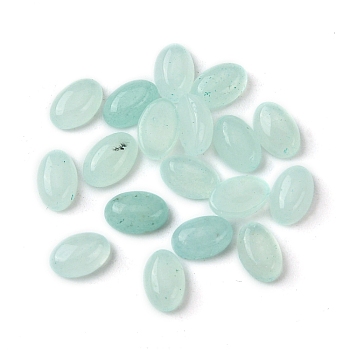 Natural White Jade Cabochons, Oval, Dyed, Pale Turquoise, 6x4x2~2.5mm