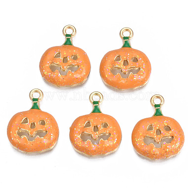 Light Gold Orange Pumpkin Alloy+Enamel Pendants