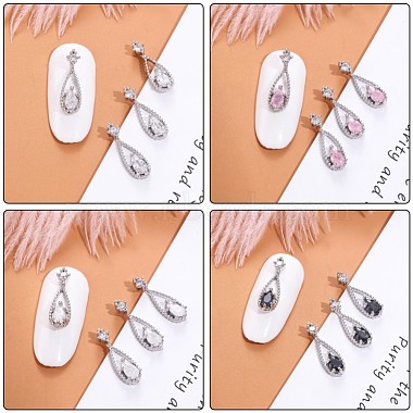 Chinese lute Shape Brass Micro Pave Clear Cubic Zirconia Nail Gems Set(MRMJ-T015-41-M)-2