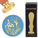 Brass Wax Seal Stamps with Wood Handle, for DIY Scrapbooking, Mushroom, 25mm(AJEW-WH0412-0161)
