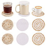 6Pcs 3 Styles Handmade Hot Pads with Corn Straw Woven Placemats, Heat Insulation Pads, for Dining Table Cotton, Mixed Color, 100~115x4.5~12mm, 2pcs/style(AJEW-MB0001-04)