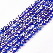 Handmade Evil Eye Lampwork Beads Strands, Heart, Blue, 5x6x2mm, Hole: 1mm, about 63~67pcs/strand, 12.60~12.99 inch(32~33cm)(LAMP-F023-A03)