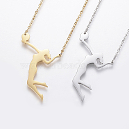 304 Stainless Steel Pendant Necklaces, with Lobster Claw Clasps, Volleyball Player, Mixed Color, 18.5 inch(47cm)(NJEW-F213-02)