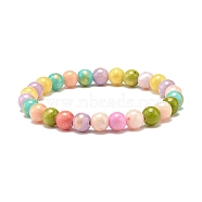Natural Jade Beaded Stretch Kids Bracelets, Dyed, Round, Colorful, Inner Diameter: 1-7/8 inch(4.7cm), 6.5mm(BJEW-JB07789-01)