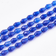Transparent Glass Beads Strands, Faceted, teardrop, Blue, 4.5~5x3~3.5mm, Hole: 0.5mm, 100pcs/strand, 18.5 inch(X-GLAA-S178-06A)