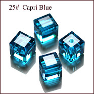 K9 Glass, Imitation Austrian Crystal Beads, Grade AAA, Faceted, Cube, Dodger Blue, 5~5.5x5~5.5x5~5.5mm(size within the error range of 0.5~1mm), Hole: 0.7~0.9mm(SWAR-F074-6x6mm-25)