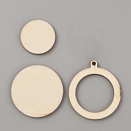 Wood Pendant Cabochon Settings, For Jewelry Keychain DIY Craft Making, Round, Tray: 27.5mm, 25~42.5x25~37.5x2.3mm, Hole: 2.5mm, 3pcs/set(DIY-WH0453-05F)