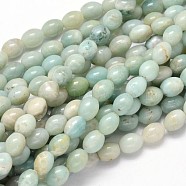 Oval Natural Flower Amazonite Bead Strands, 10x8mm, Hole: 1mm, about 39pcs/strand, 15.7 inch(G-P106-16)