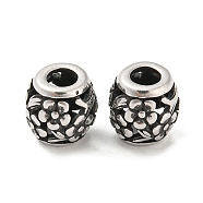 316 Surgical Stainless Steel  Beads, Flower, Antique Silver, 9.5x9.5mm, Hole: 4mm(STAS-Q304-08AS)