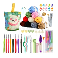 Crochet Kits with Yarn Set for Beginners Adults Kids, Knitting Tool Accessories with Bear Pattern Carry Bag, Crochet Starter Kit, Mixed Color, Packing: 350x200x90mm(PW-WG76169-04)
