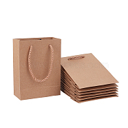 Kraft Paper Bags Gift Shopping Bags, with Nylon Cord Handle, Rectangle, BurlyWood, 12x5.8x16cm(ABAG-E002-09C)