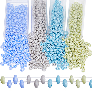 776Pcs 4 Colors 2-Hole Seed Beads, Czech Glass Beads, Oval, Mixed Color, 5x3~3.5x2.5~3mm, Hole: 0.5mm, about 194Pcs/color(SEED-CN0001-19B)